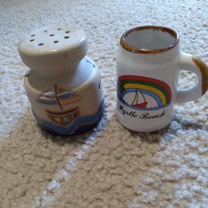 Stoneware Shaker and Myrtle Beach Toothpick Holder